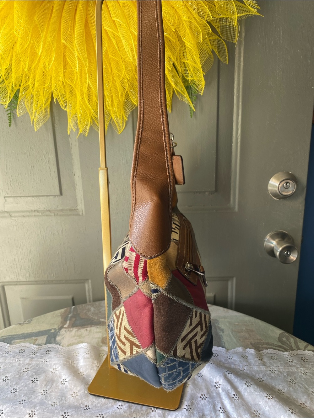 Tignanello Multicolor Patchwork Leather-Trim Shoulder Bag - Picture 7 of 14